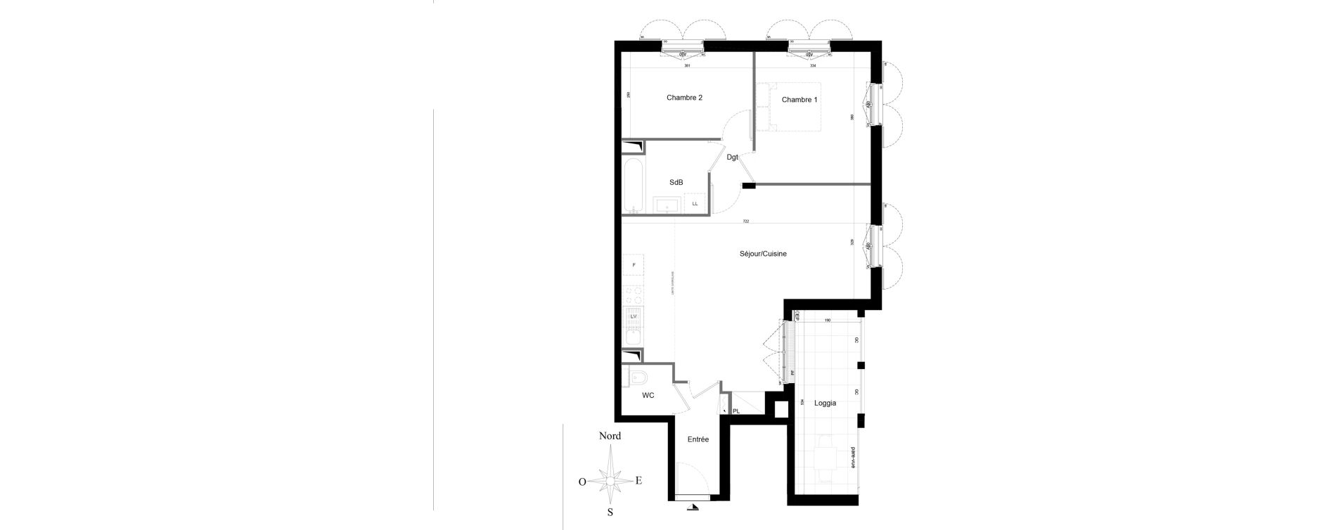 Appartement T3 de 67,74 m2 au Plessis-Robinson Ilot du ponant