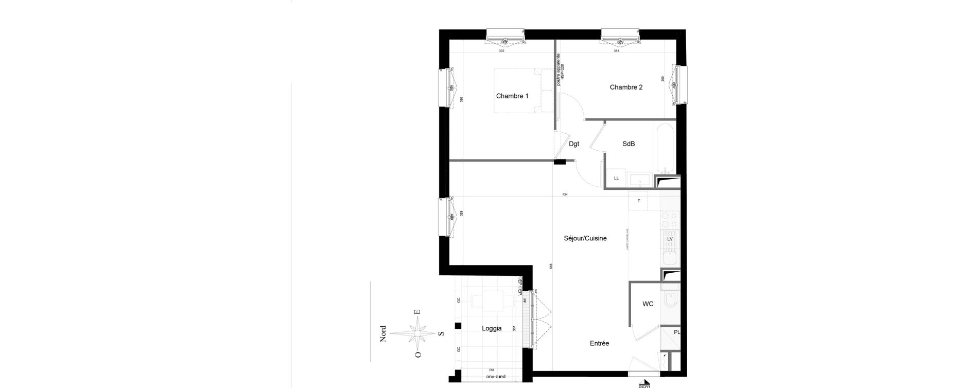 Appartement T3 de 65,13 m2 au Plessis-Robinson Ilot du ponant