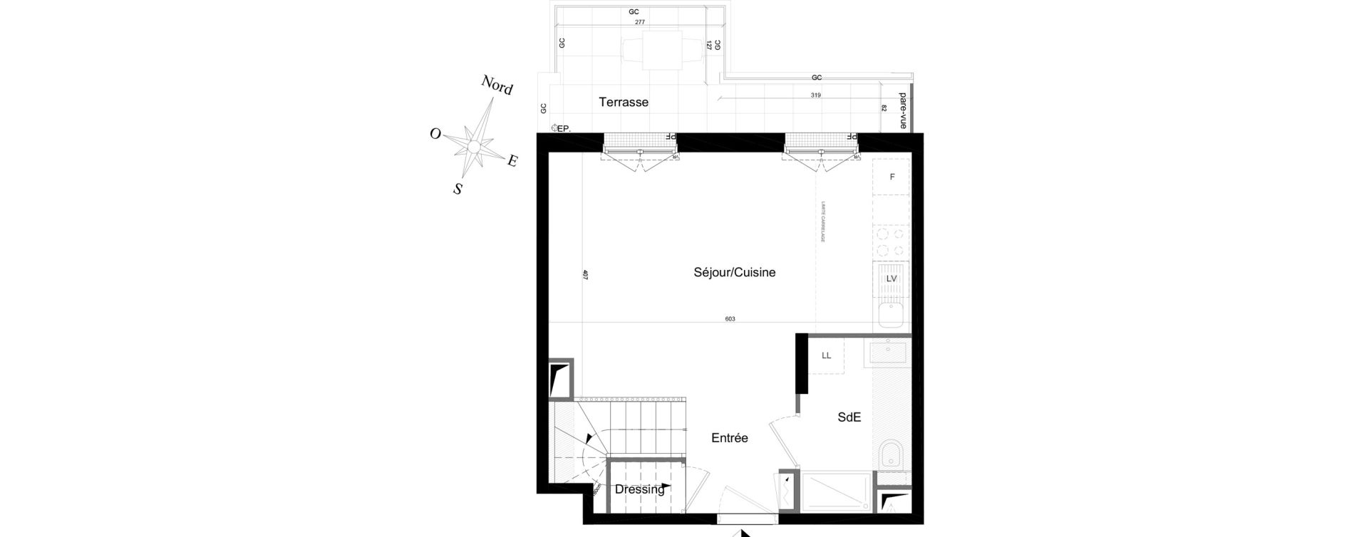 Duplex T3 de 60,62 m2 au Plessis-Robinson Ilot du ponant