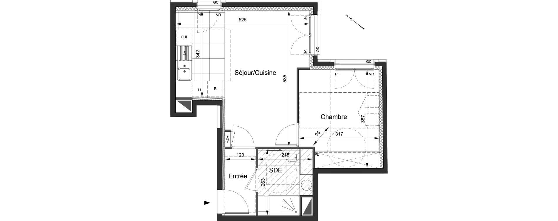 Appartement T2 de 42,80 m2 à Levallois-Perret Louise michel