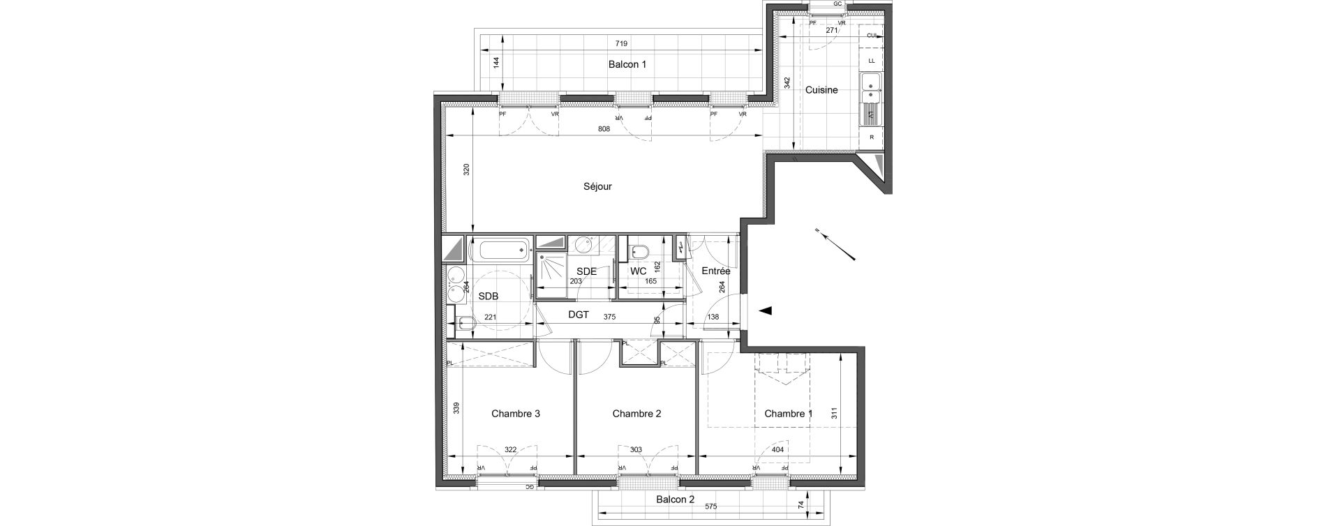 Appartement T4 de 87,34 m2 à Levallois-Perret Louise michel