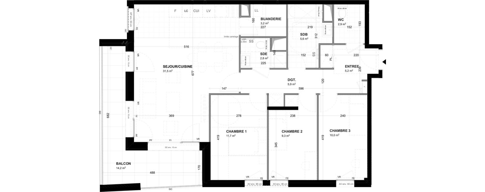 Appartement T4 de 88,10 m2 &agrave; Malakoff Les nouzeaux