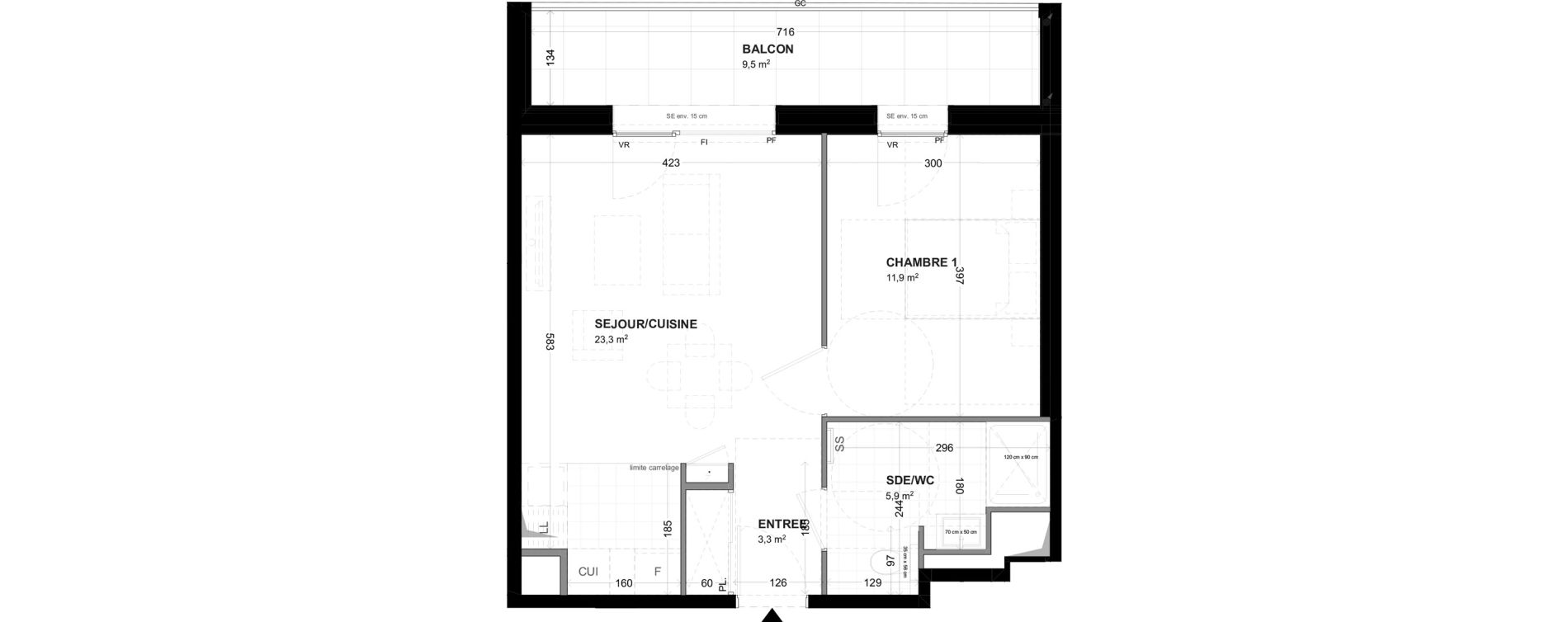 Appartement T2 de 44,40 m2 &agrave; Malakoff Les nouzeaux