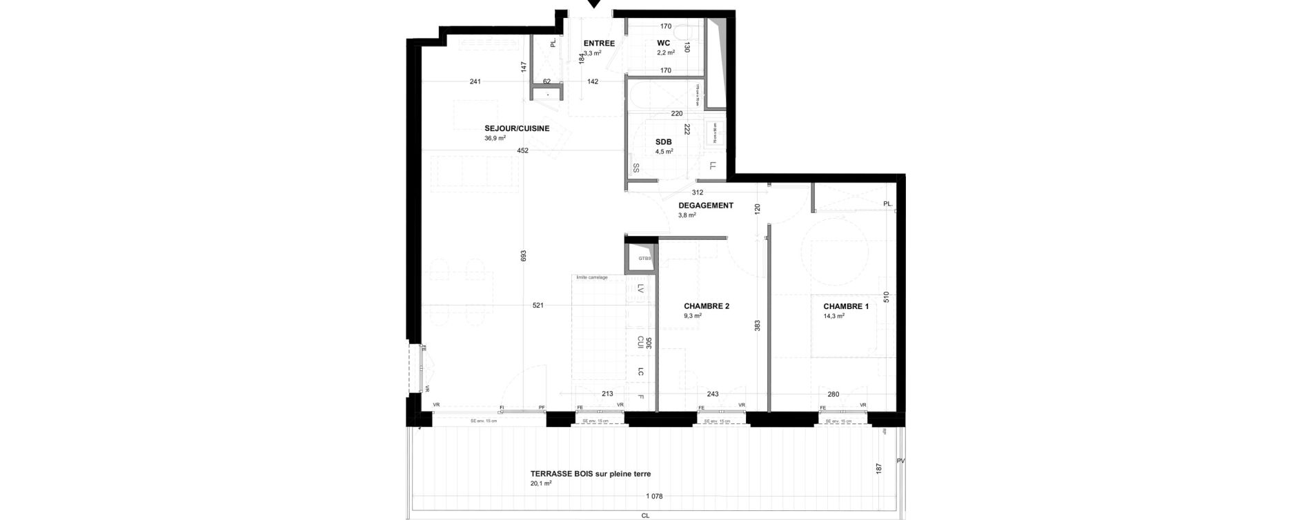 Appartement T3 de 74,30 m2 &agrave; Malakoff Les nouzeaux