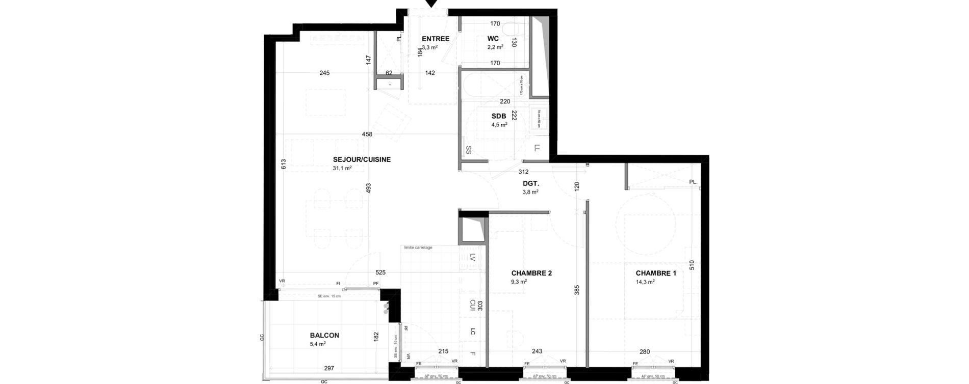 Appartement T3 de 68,50 m2 &agrave; Malakoff Les nouzeaux