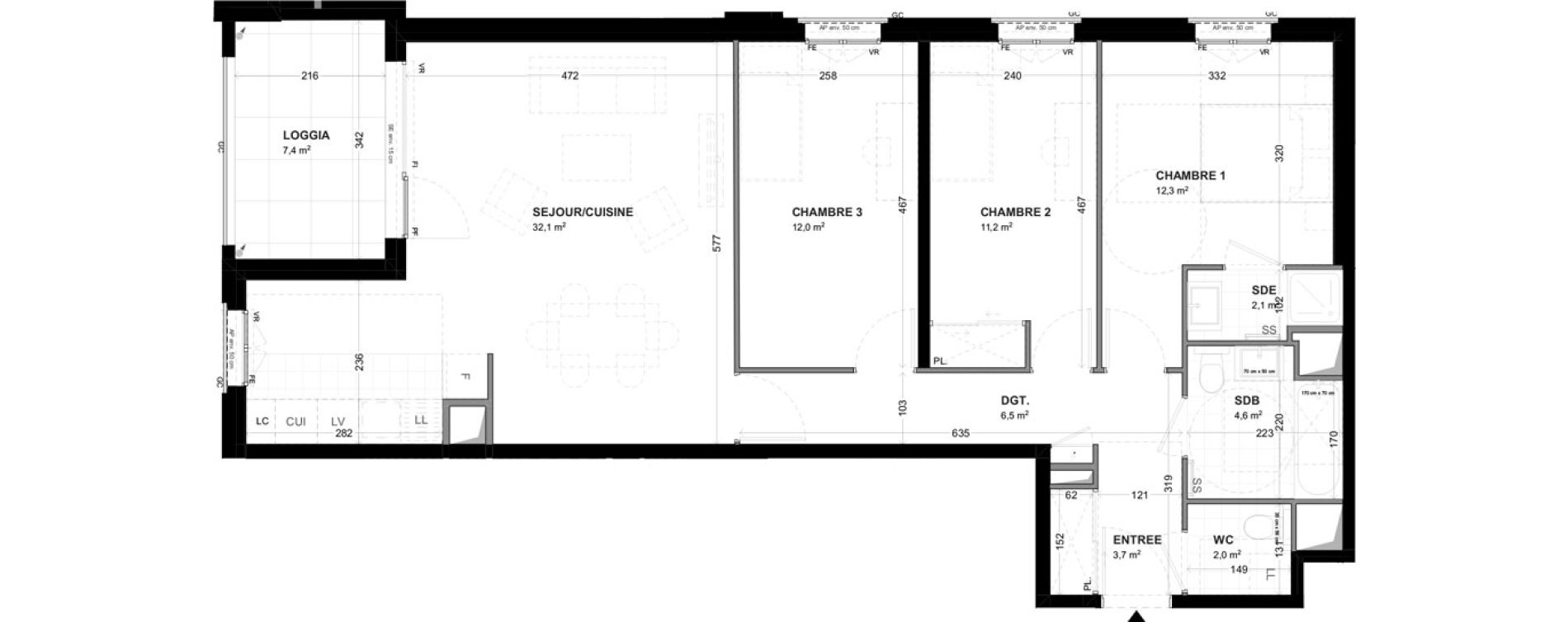 Appartement T4 de 86,50 m2 &agrave; Malakoff Les nouzeaux