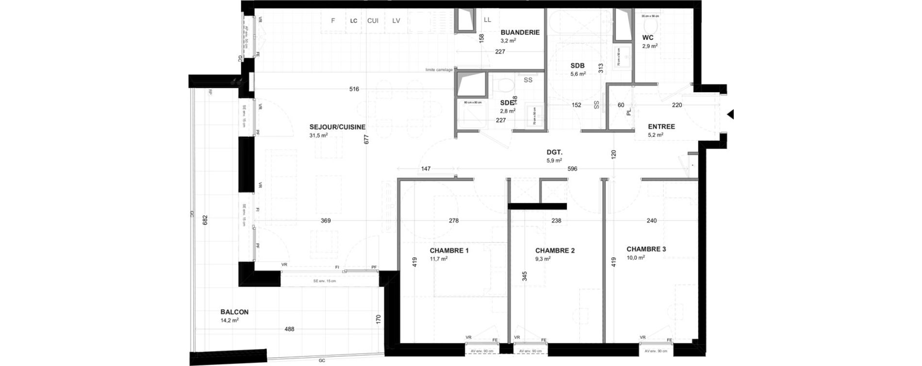 Appartement T4 de 88,10 m2 &agrave; Malakoff Les nouzeaux