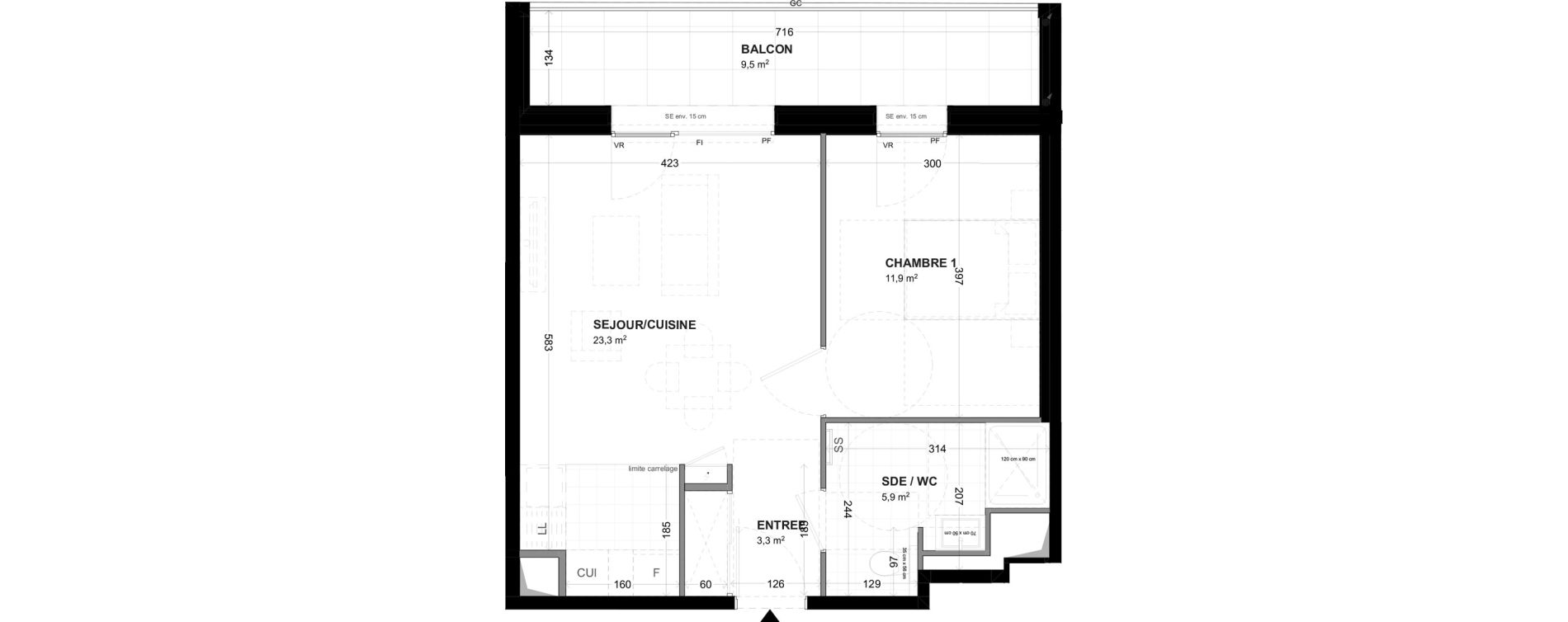 Appartement T2 de 44,40 m2 &agrave; Malakoff Les nouzeaux