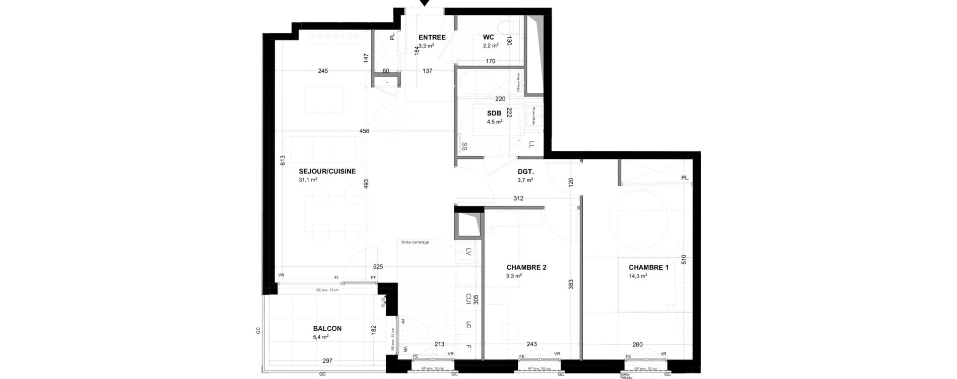 Appartement T3 de 68,40 m2 &agrave; Malakoff Les nouzeaux