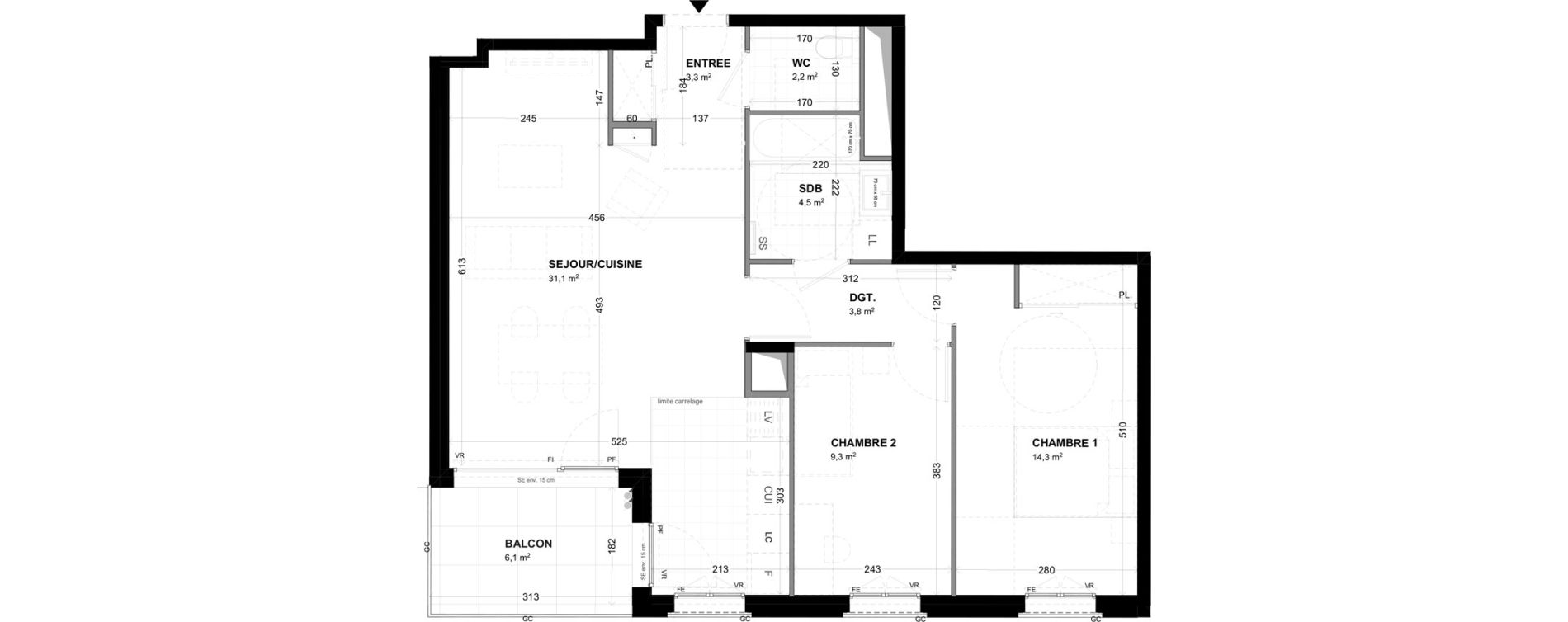 Appartement T3 de 68,50 m2 &agrave; Malakoff Les nouzeaux