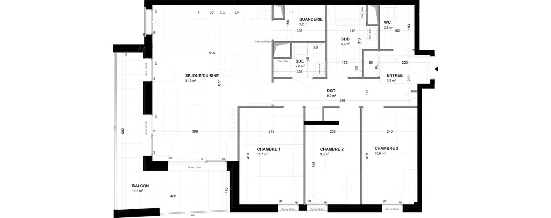 Appartement T4 de 88,10 m2 &agrave; Malakoff Les nouzeaux