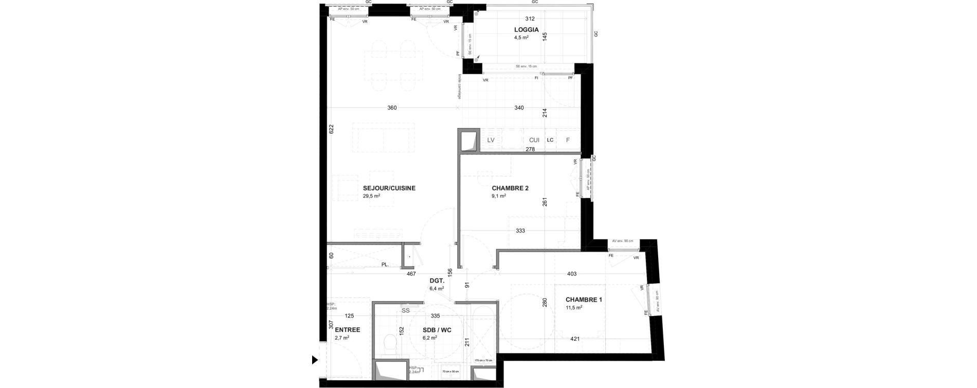 Appartement T3 de 65,40 m2 &agrave; Malakoff Les nouzeaux