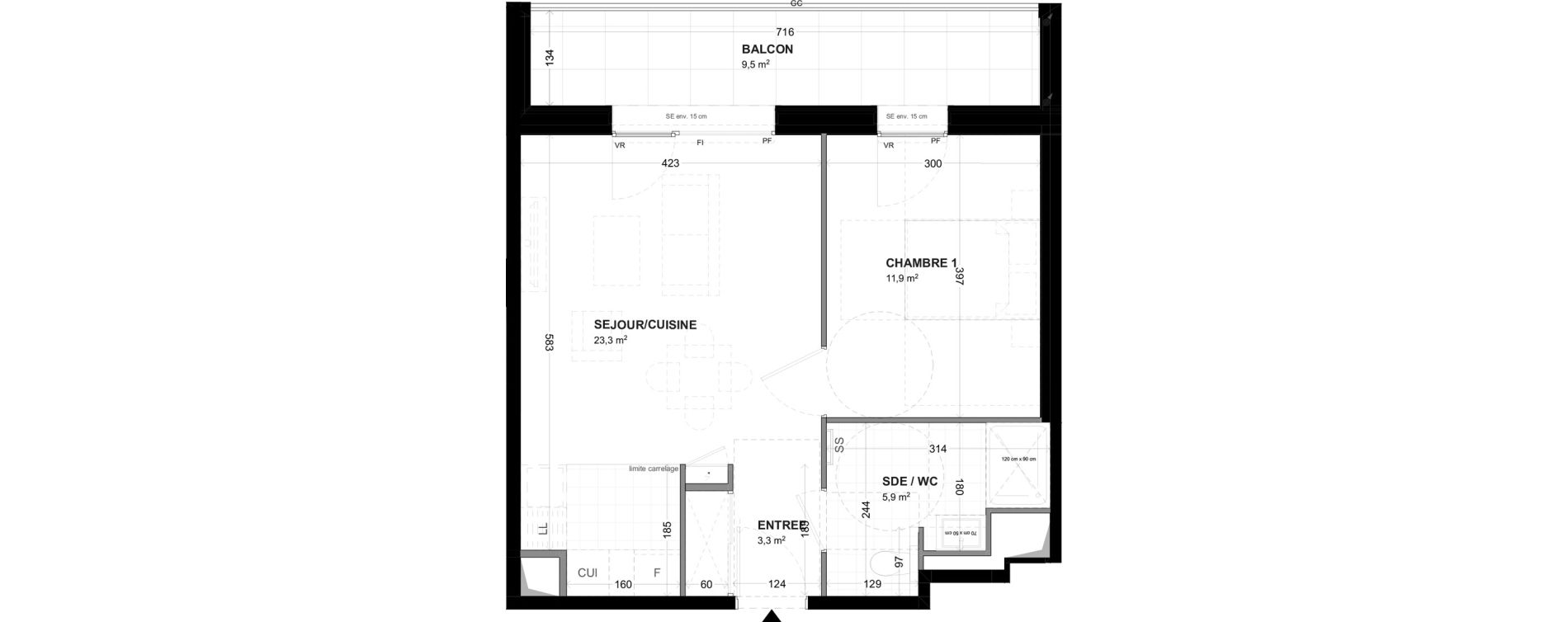 Appartement T2 de 44,40 m2 &agrave; Malakoff Les nouzeaux