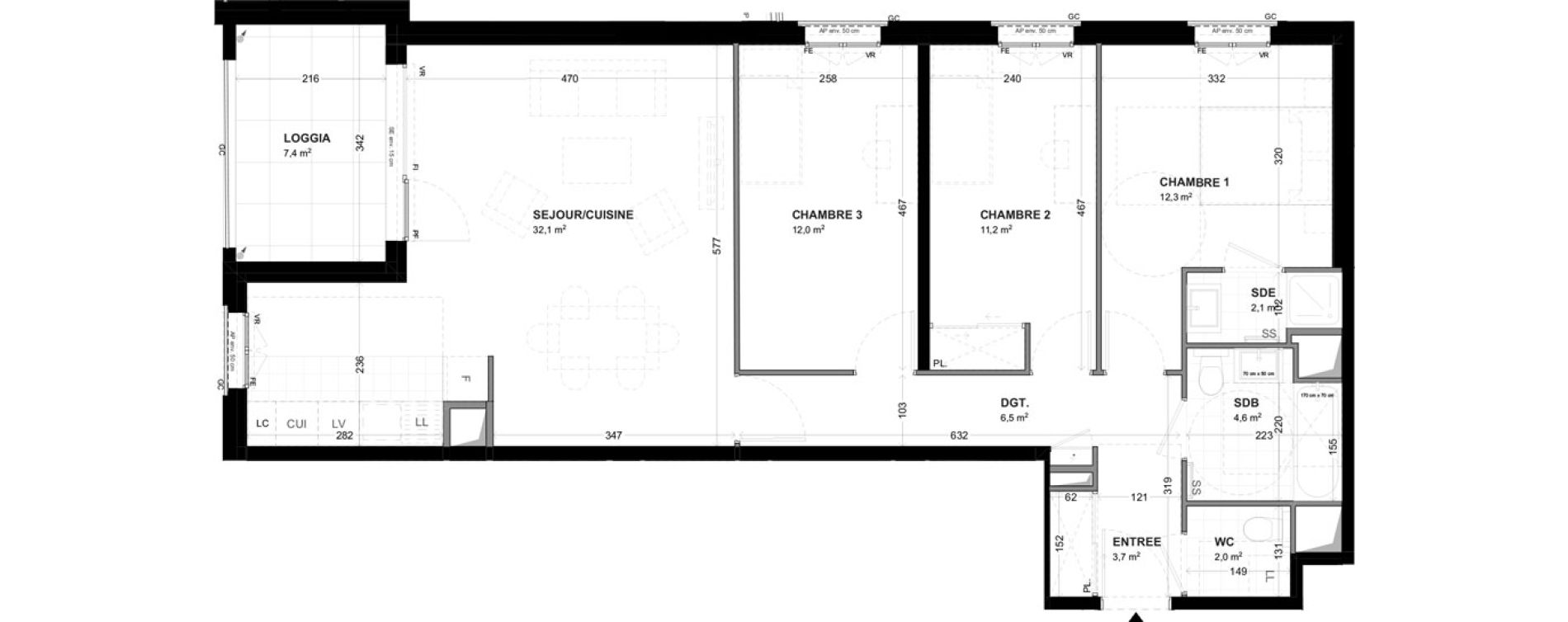 Appartement T4 de 86,50 m2 &agrave; Malakoff Les nouzeaux