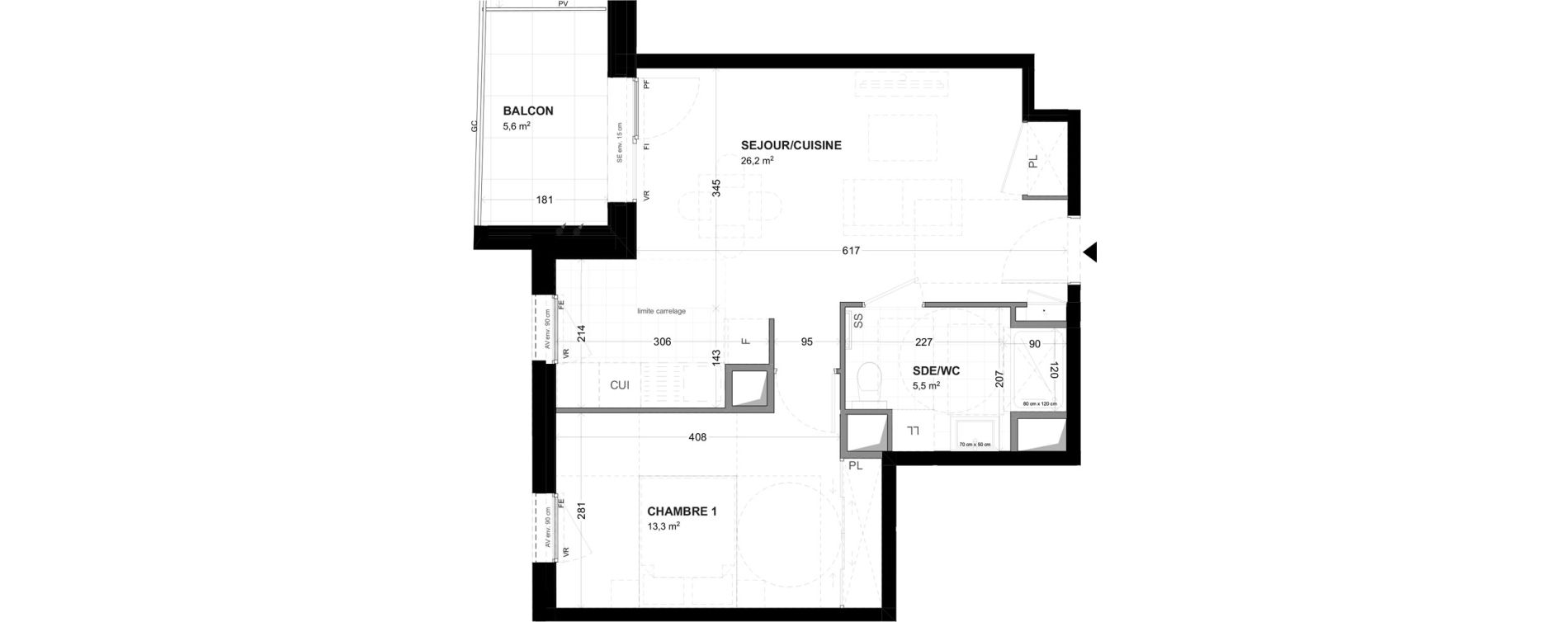 Appartement T2 de 45,00 m2 &agrave; Malakoff Les nouzeaux