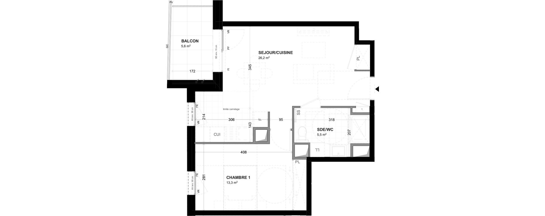 Appartement T2 de 45,00 m2 &agrave; Malakoff Les nouzeaux