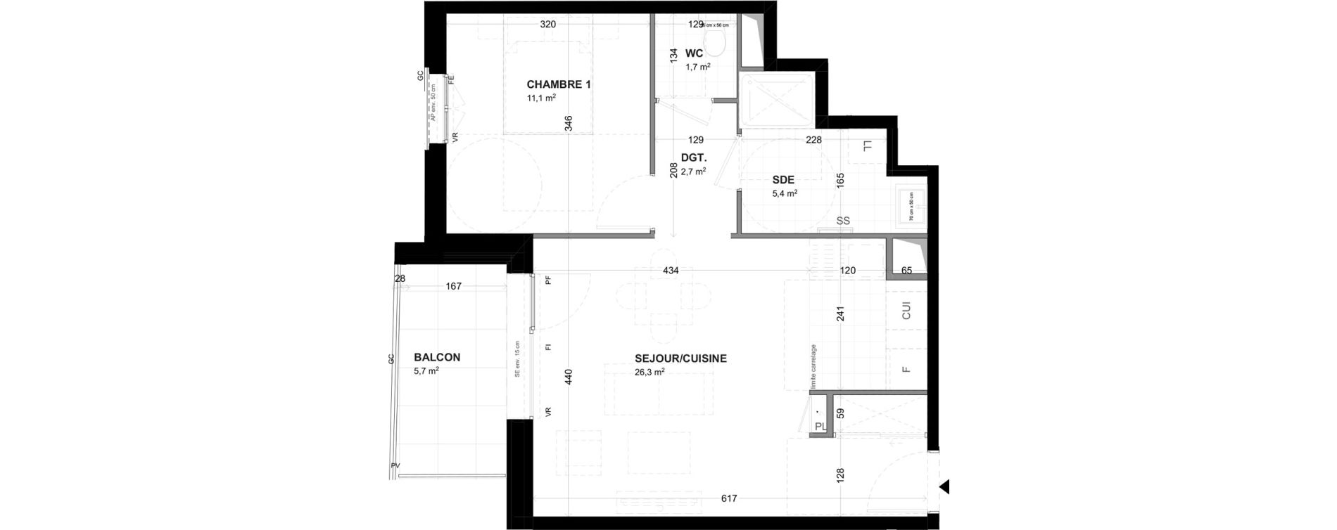 Appartement T2 de 47,20 m2 &agrave; Malakoff Les nouzeaux