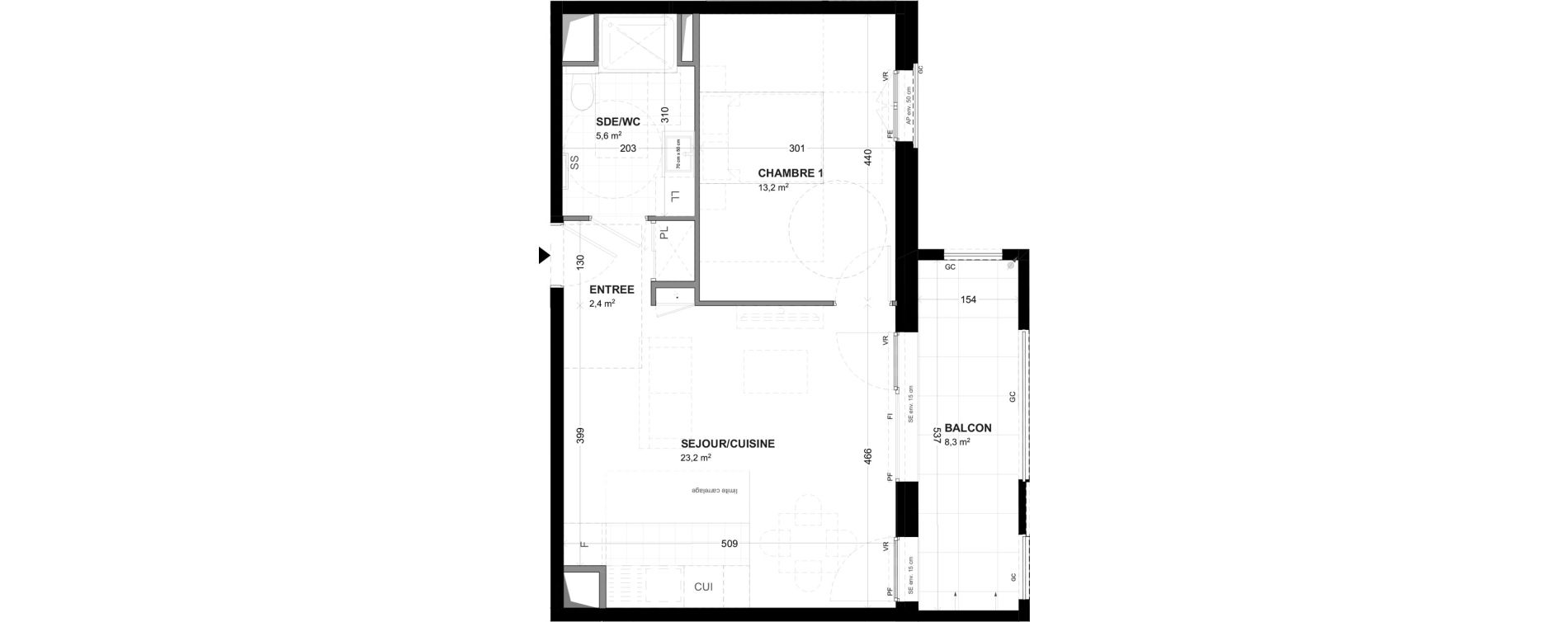 Appartement T2 de 44,40 m2 &agrave; Malakoff Les nouzeaux