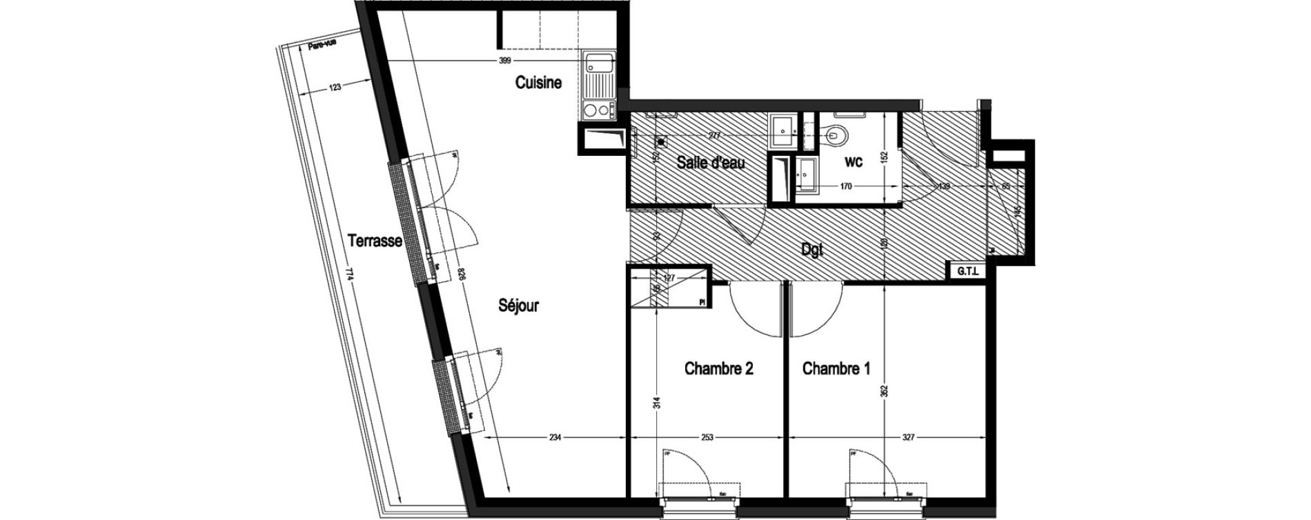 Appartement T3 meubl&eacute; de 61,39 m2 &agrave; Marnes-La-Coquette Centre
