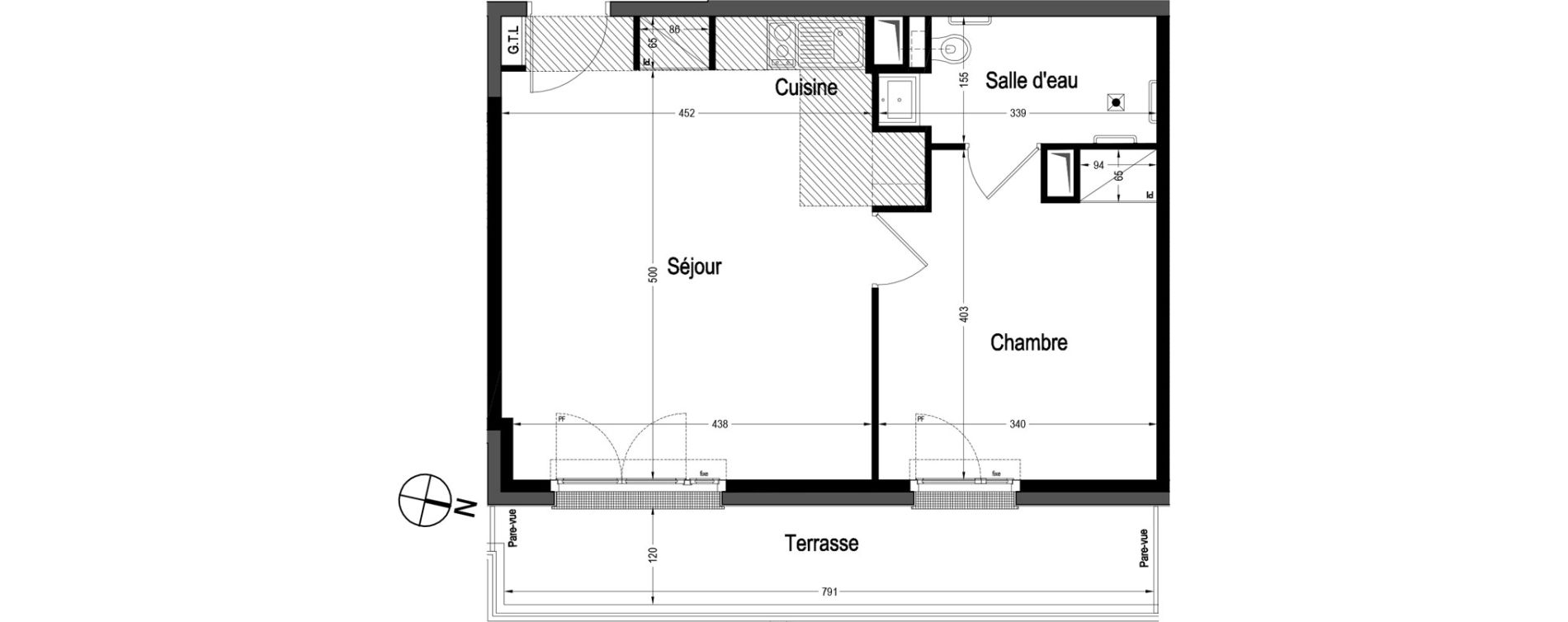 Appartement T2 meubl&eacute; de 43,25 m2 &agrave; Marnes-La-Coquette Centre