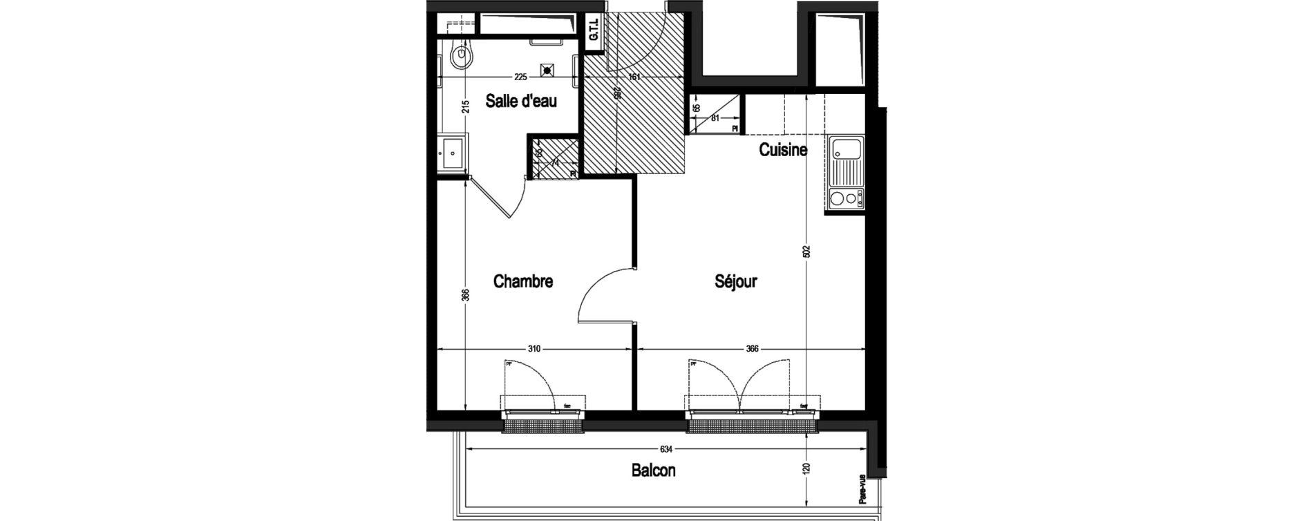 Appartement T2 meubl&eacute; de 37,10 m2 &agrave; Marnes-La-Coquette Centre