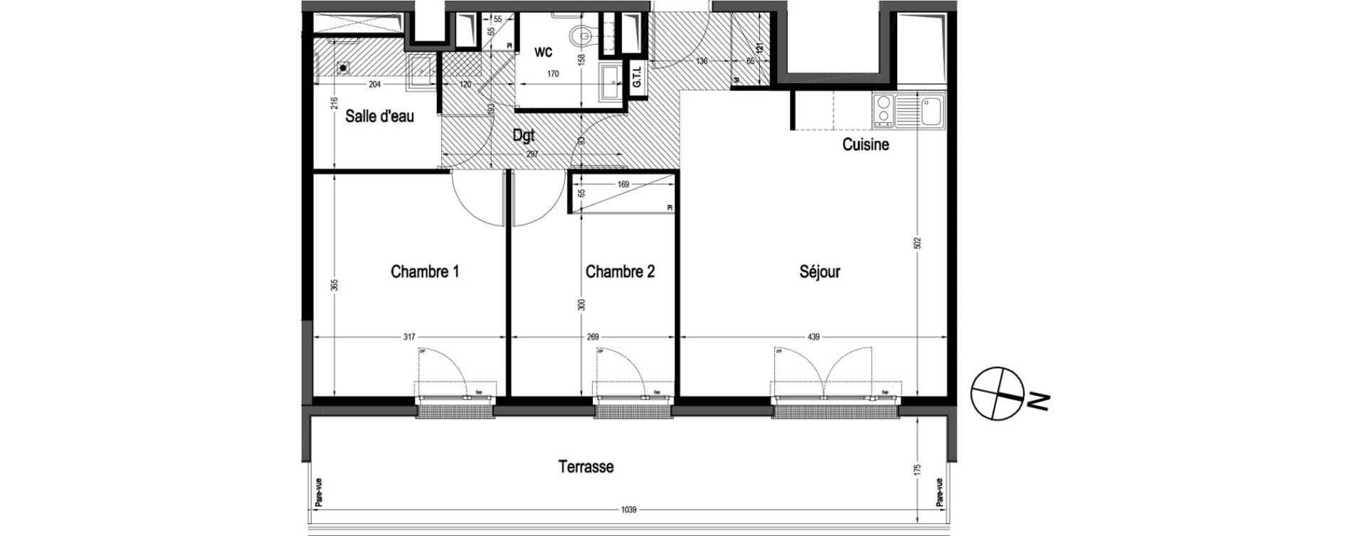 Appartement T3 meubl&eacute; de 57,87 m2 &agrave; Marnes-La-Coquette Centre