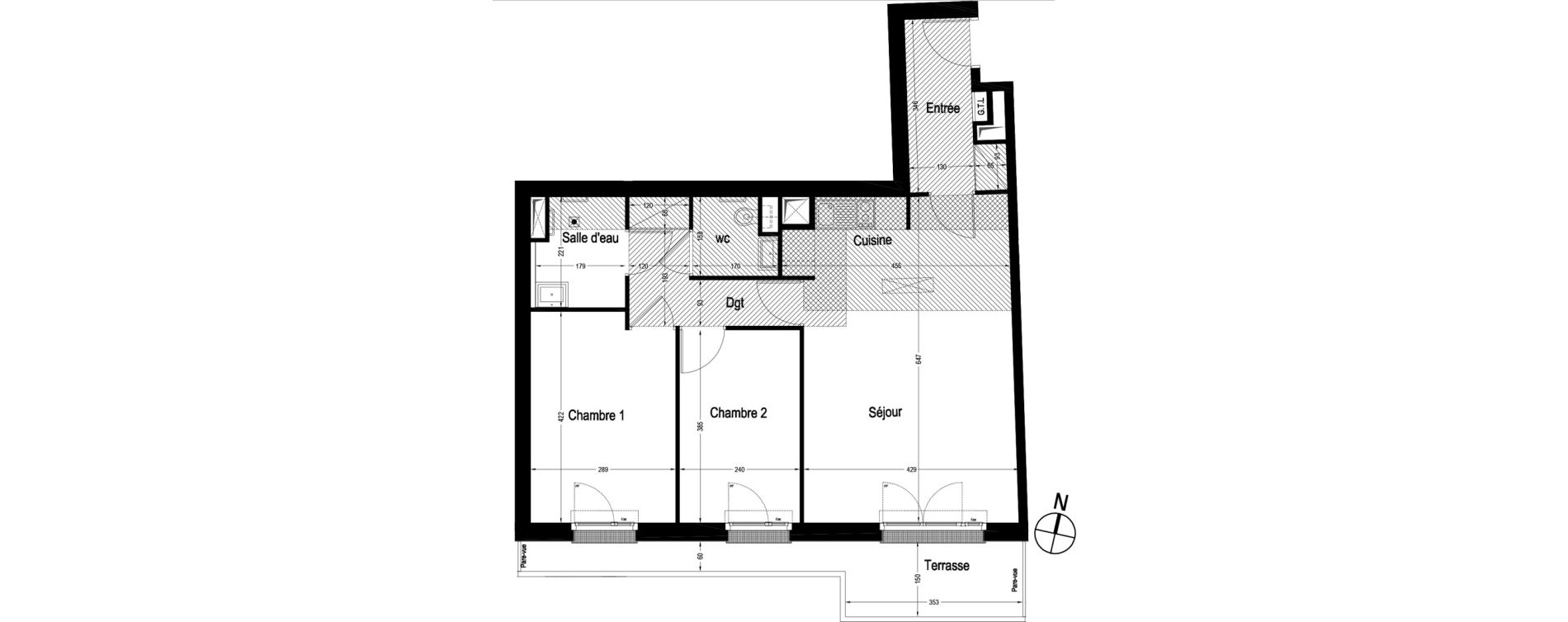 Appartement T3 meubl&eacute; de 64,75 m2 &agrave; Marnes-La-Coquette Centre