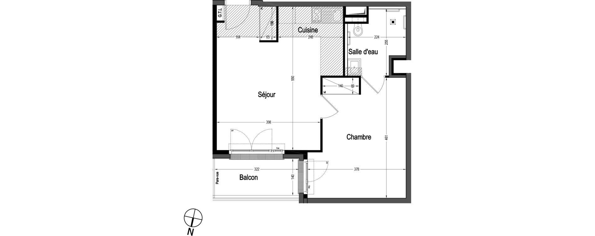 Appartement T2 meubl&eacute; de 44,37 m2 &agrave; Marnes-La-Coquette Centre