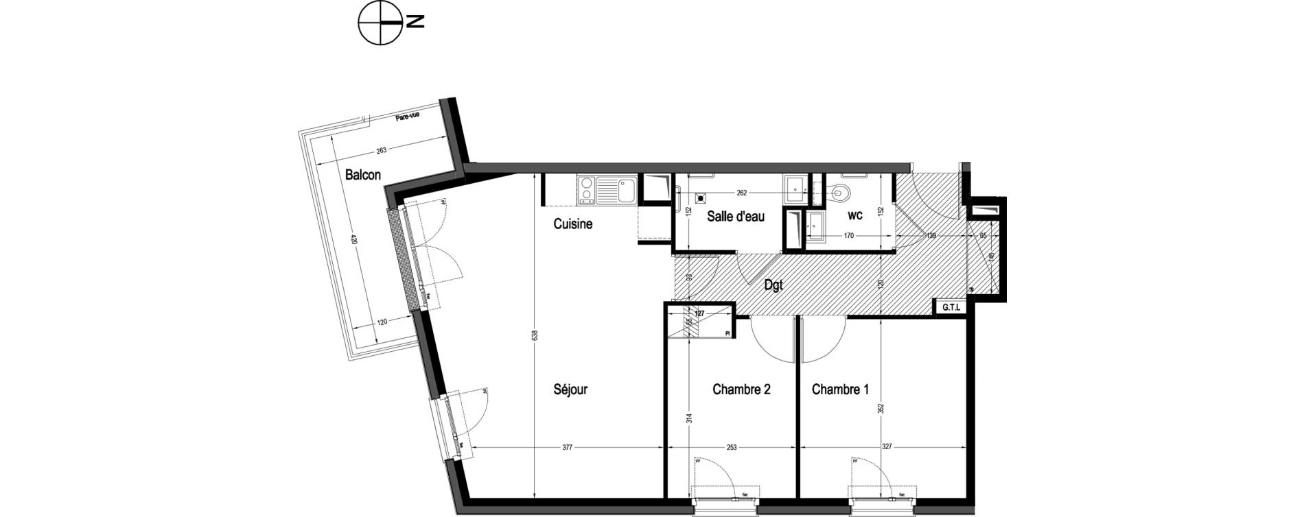 Appartement T3 meubl&eacute; de 64,05 m2 &agrave; Marnes-La-Coquette Centre