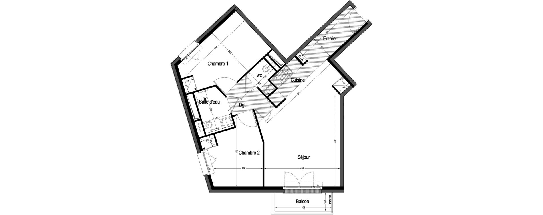 Appartement T3 meubl&eacute; de 62,14 m2 &agrave; Marnes-La-Coquette Centre