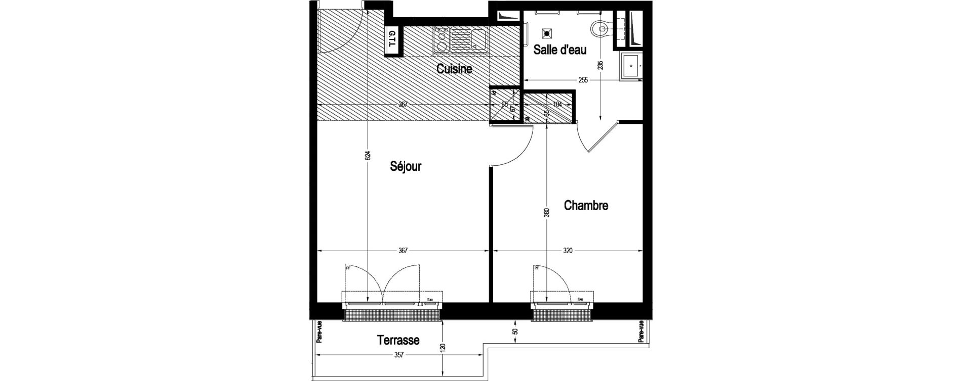 Appartement T2 de 40,82 m2 &agrave; Marnes-La-Coquette Centre
