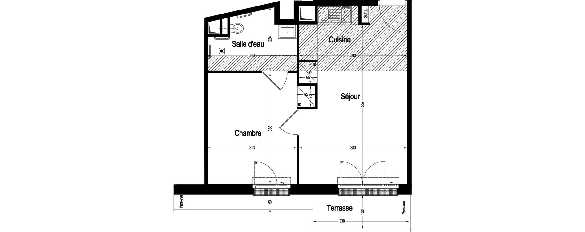 Appartement T2 de 40,59 m2 &agrave; Marnes-La-Coquette Centre