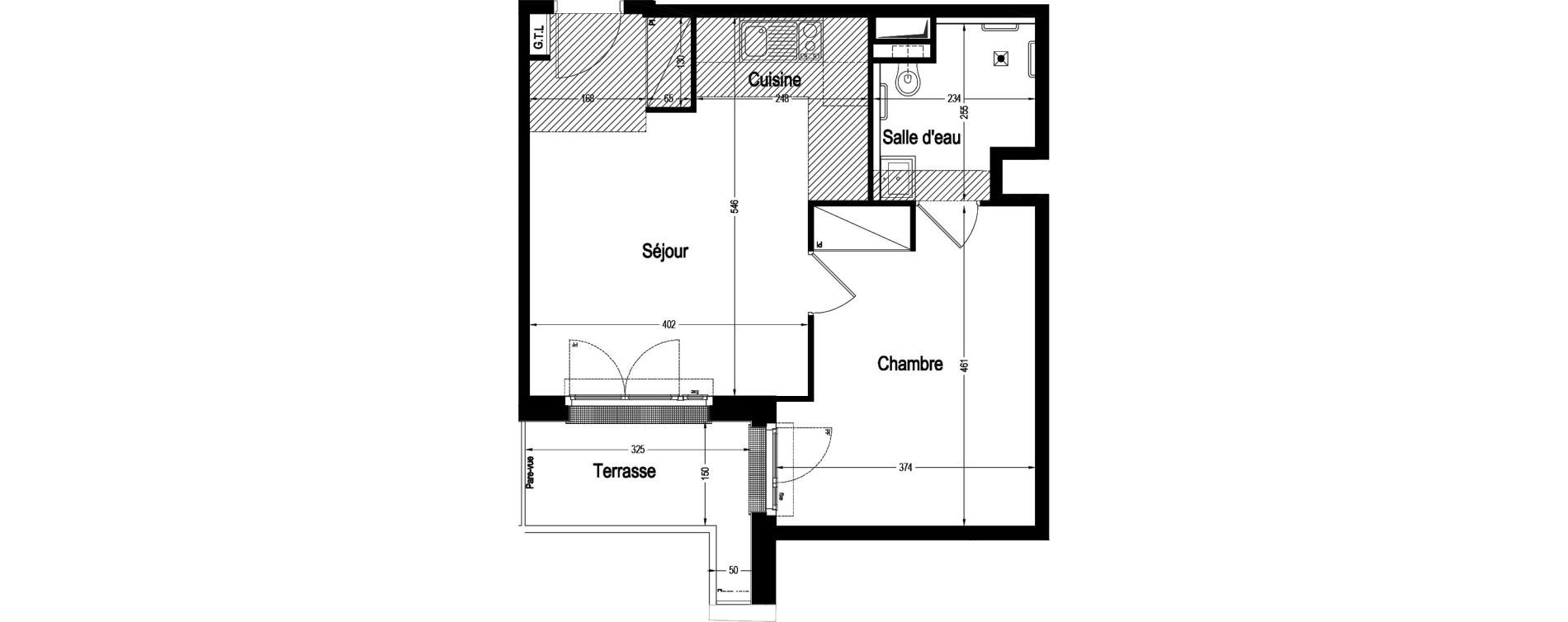 Appartement T2 de 44,39 m2 &agrave; Marnes-La-Coquette Centre