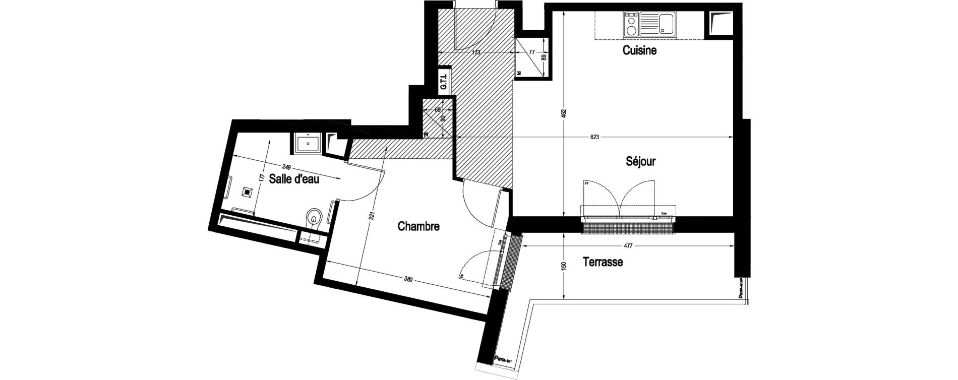 Appartement T2 de 44,91 m2 &agrave; Marnes-La-Coquette Centre