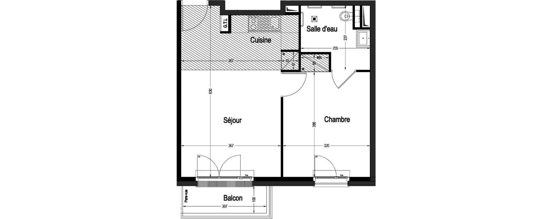 Appartement T2 de 41,13 m2 &agrave; Marnes-La-Coquette Centre