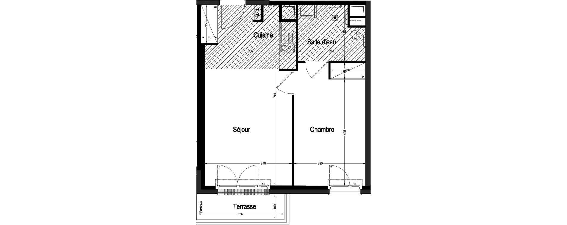 Appartement T2 de 42,27 m2 &agrave; Marnes-La-Coquette Centre