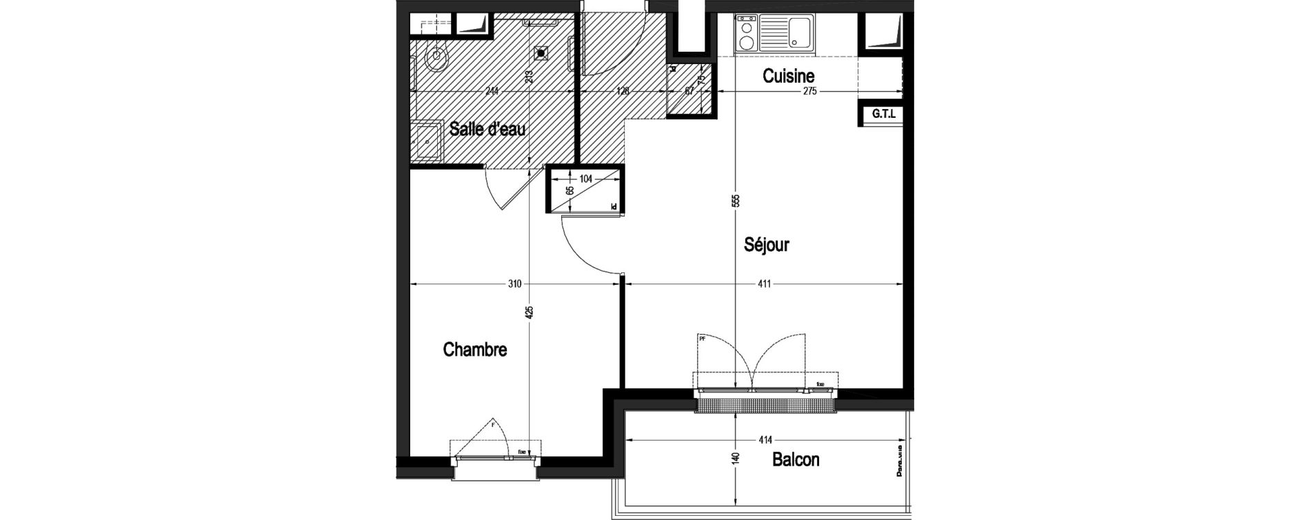 Appartement T2 de 40,63 m2 &agrave; Marnes-La-Coquette Centre