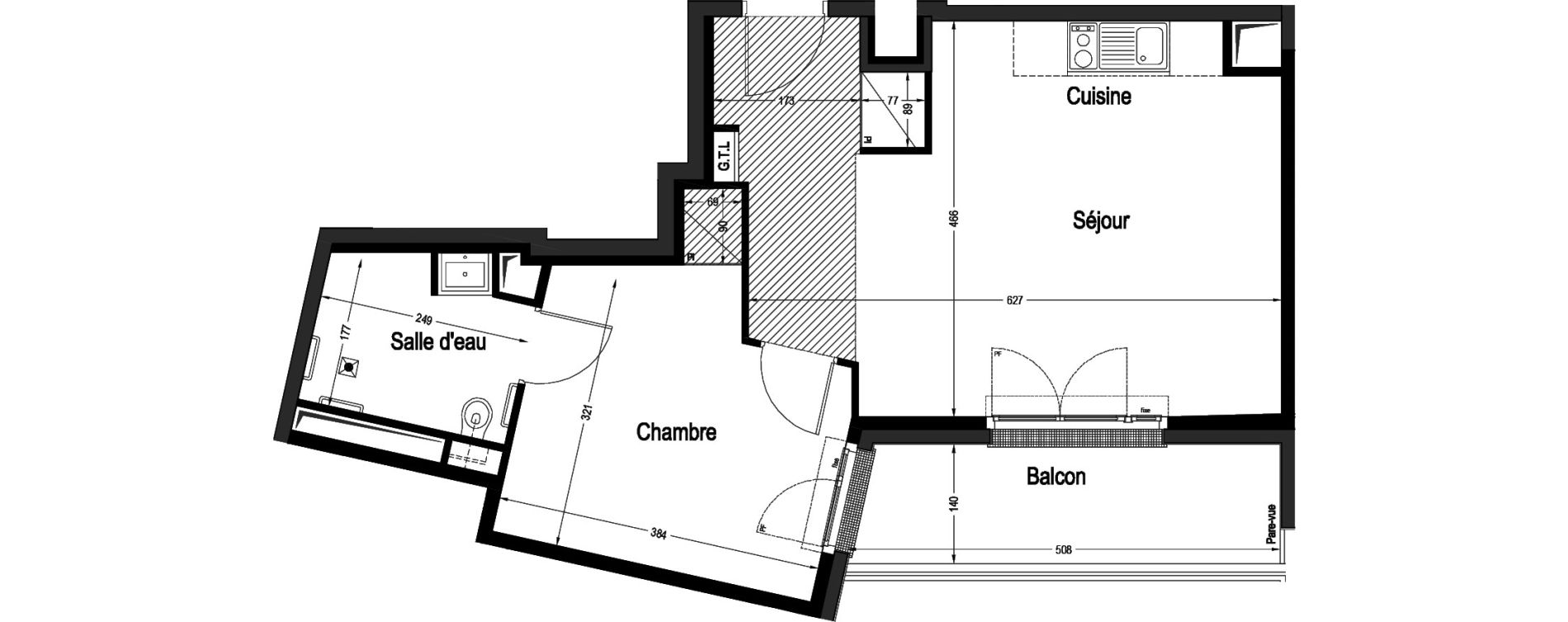 Appartement T2 de 45,36 m2 &agrave; Marnes-La-Coquette Centre