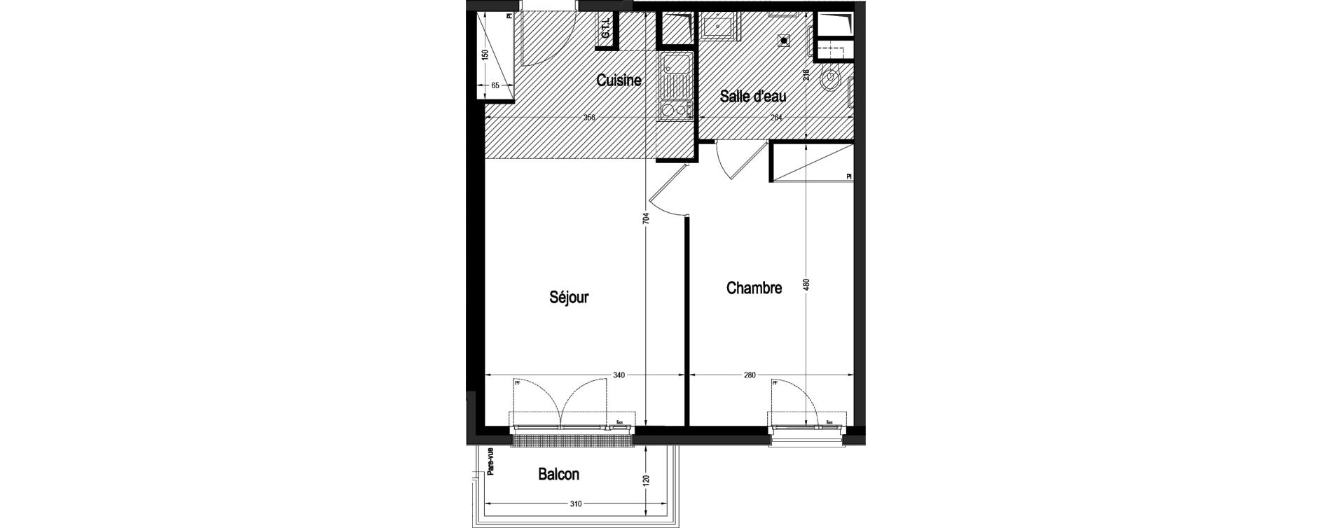 Appartement T2 de 42,27 m2 &agrave; Marnes-La-Coquette Centre
