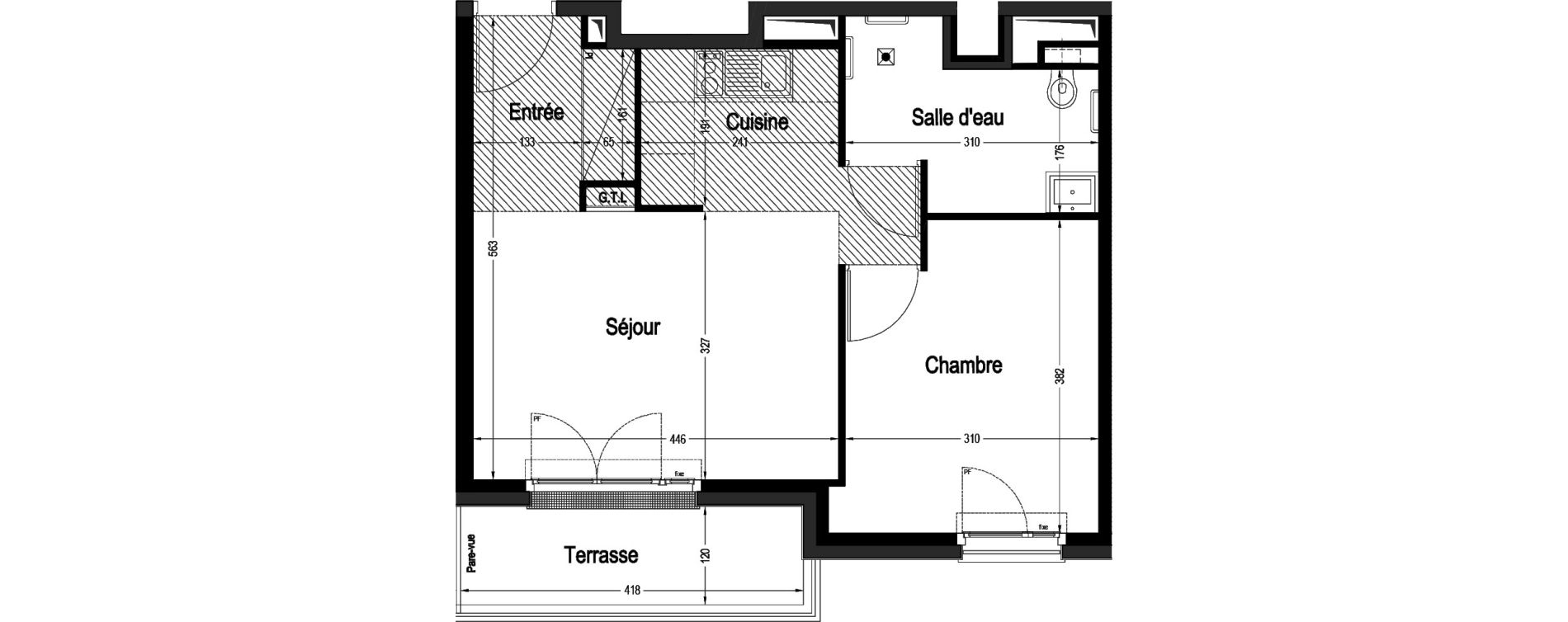 Appartement T2 de 41,63 m2 &agrave; Marnes-La-Coquette Centre