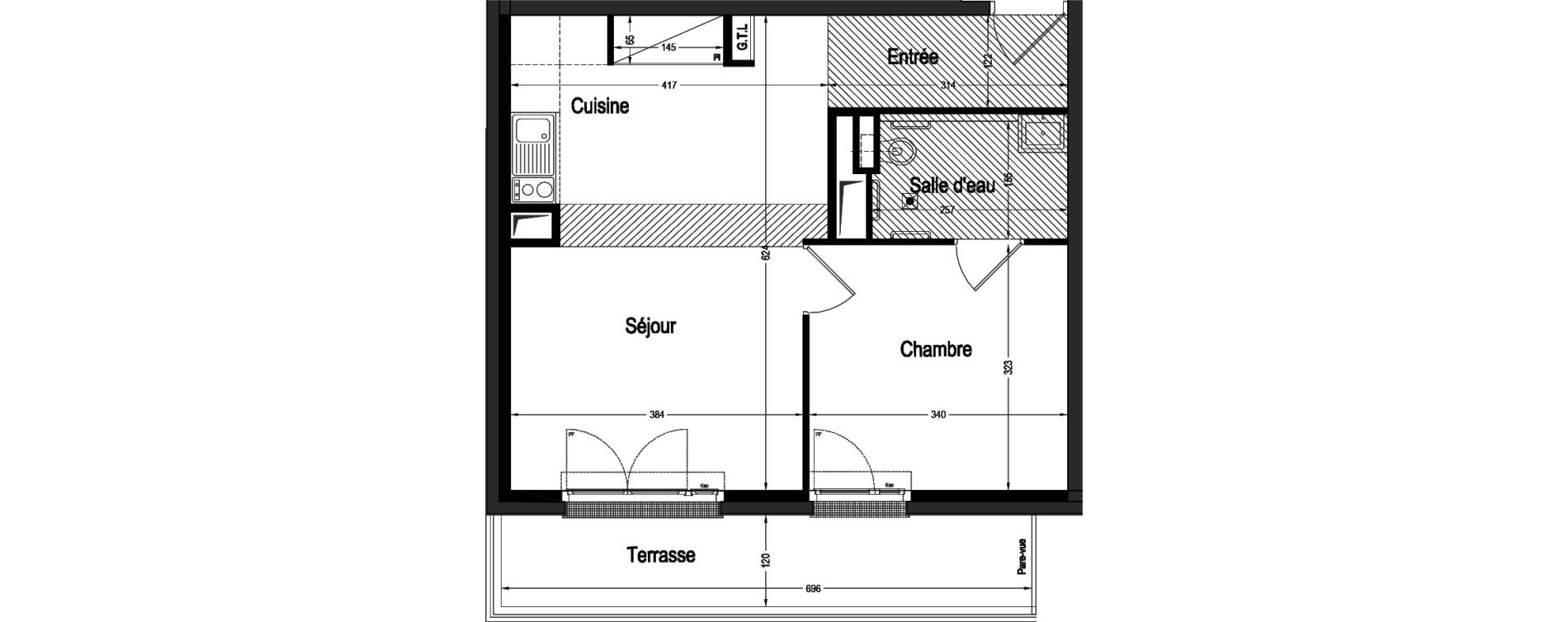 Appartement T2 de 43,05 m2 &agrave; Marnes-La-Coquette Centre