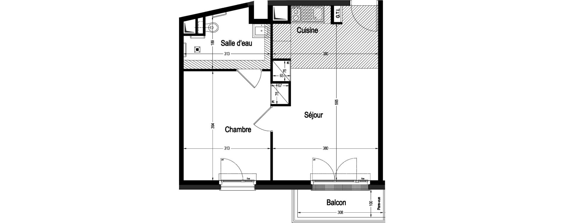 Appartement T2 de 40,88 m2 &agrave; Marnes-La-Coquette Centre