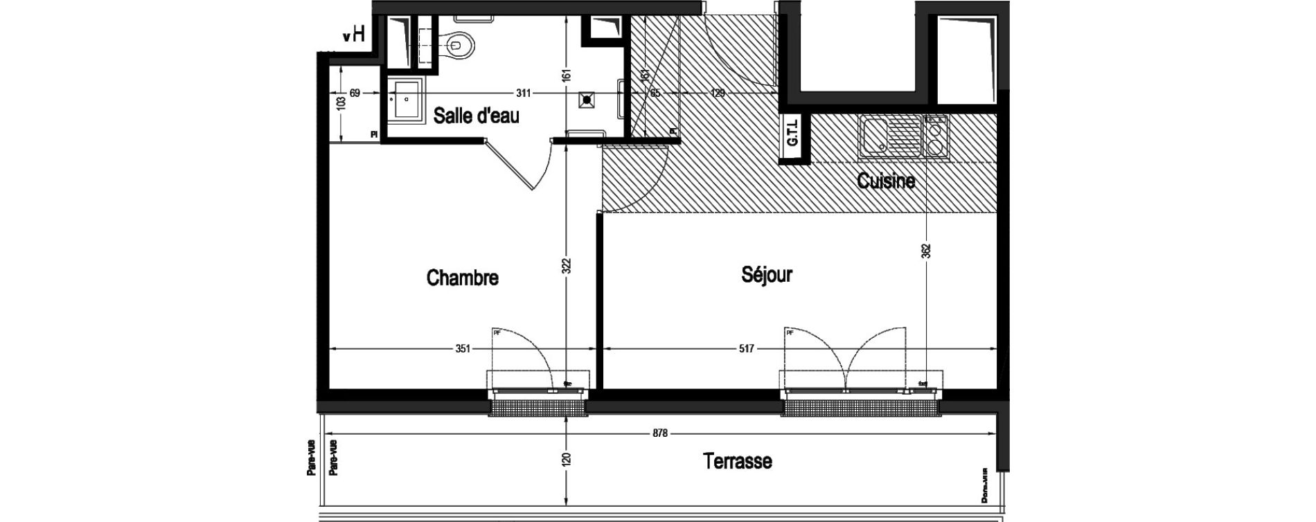 Appartement T2 de 37,01 m2 &agrave; Marnes-La-Coquette Centre