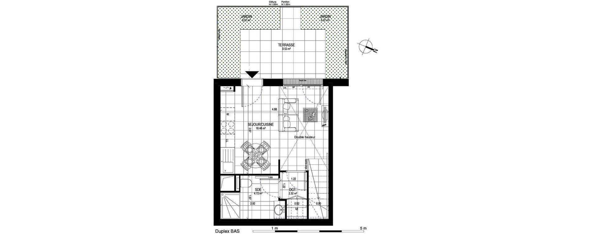 Duplex T2 de 41,94 m2 &agrave; Meudon Pointe de trivaux