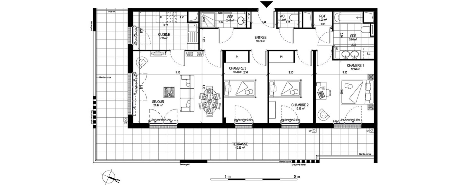 Appartement T4 de 84,29 m2 &agrave; Meudon Pointe de trivaux