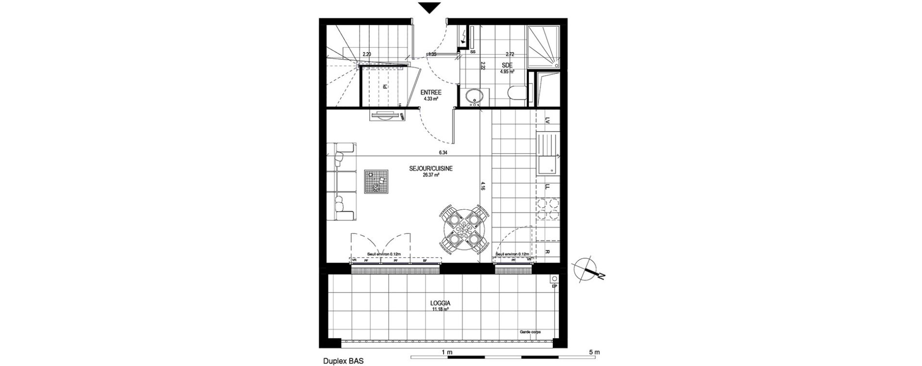 Duplex T3 de 70,18 m2 &agrave; Meudon Pointe de trivaux