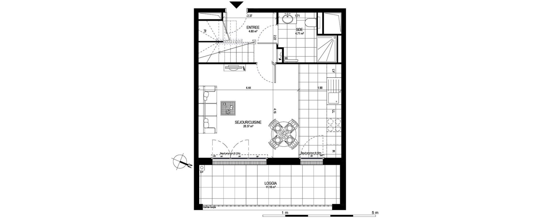 Duplex T3 de 70,73 m2 &agrave; Meudon Pointe de trivaux