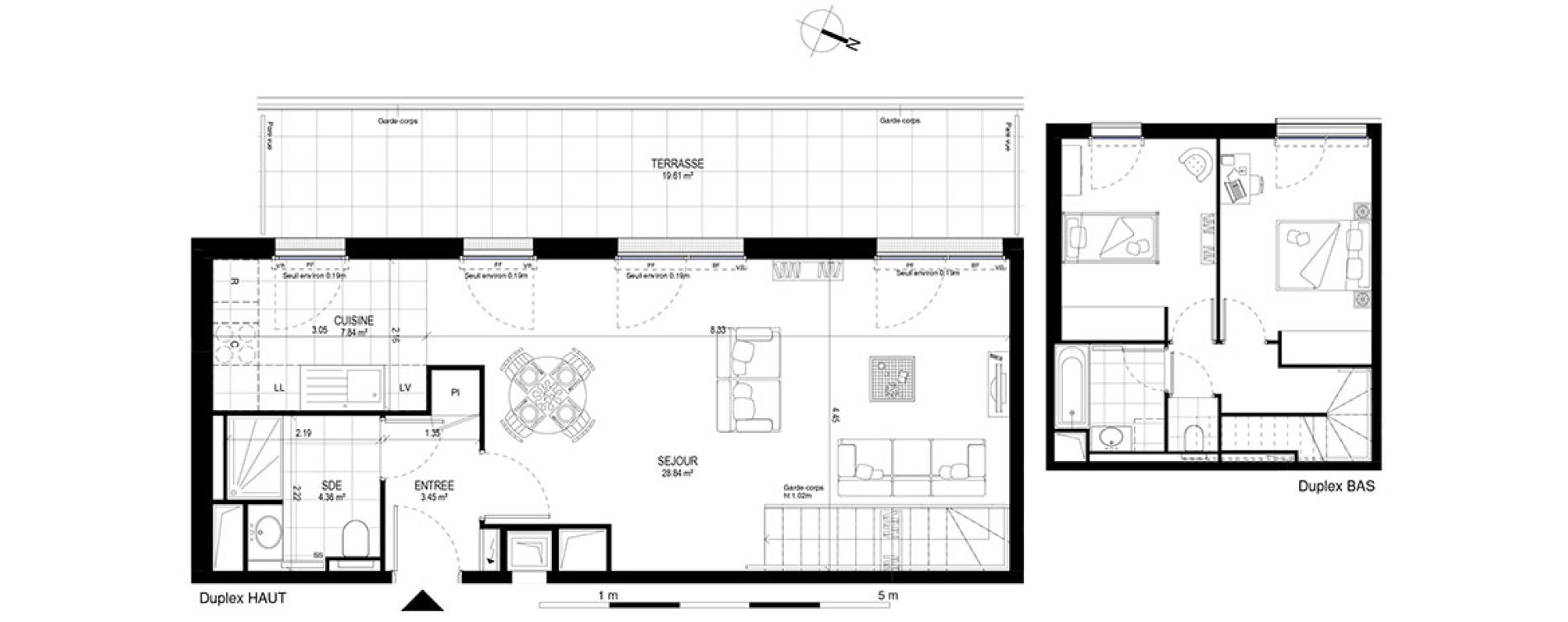 Duplex T3 de 79,25 m2 &agrave; Meudon Pointe de trivaux