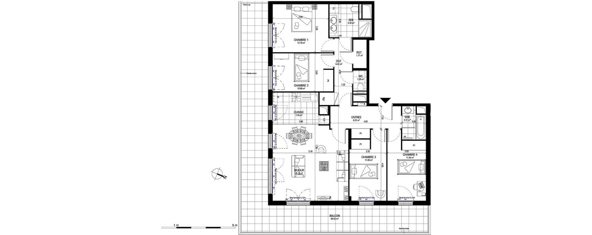 Appartement T5 de 106,11 m2 &agrave; Meudon Pointe de trivaux