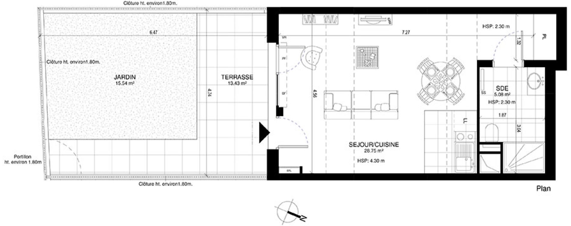 Appartement T1 de 33,83 m2 &agrave; Meudon Pointe de trivaux